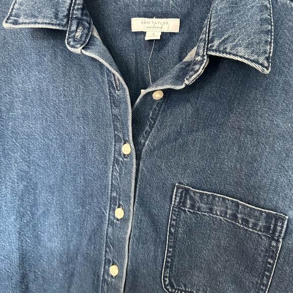 Ann Taylor Classic Denim Shirt Dress Size Small Long sleeves with button cuffs. - Picture 3 of 9